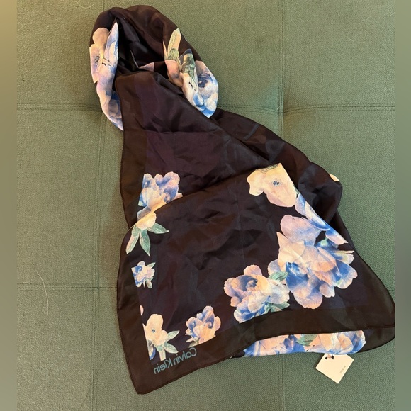 Calvin Klein Floral Silk Scarf - Picture 1 of 7